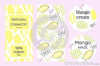 A set of labels for mango cosmetics Vector Illustration