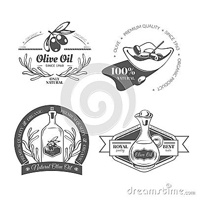 Set with labels. Olive oil Vector Illustration