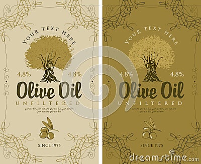 Set of labels for olive oils Vector Illustration