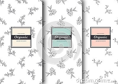 Set of labels, packaging for organic shop or natural cosmetics. Vector floral patterns Template for packing product. Vector Illustration