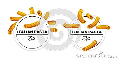 Set of labels for rigatoni, italian pasta Vector Illustration