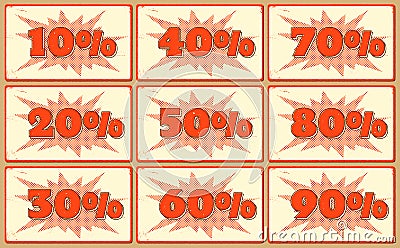Set of labels with sale percents Vector Illustration