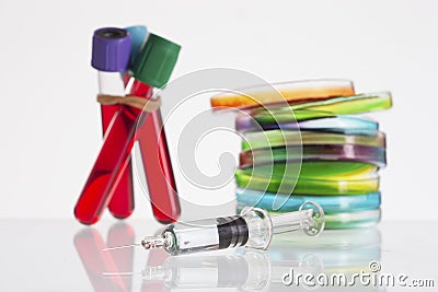 Set of laboratory microbiology research supplies Stock Photo