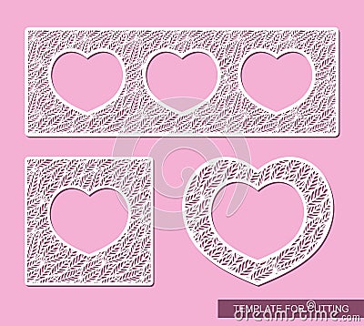 Set of lace frames for valentines day or wedding photos. Stock Photo