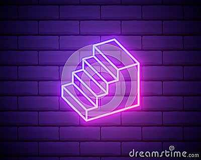 Set of ladder icons . Stairs up and down neon icons. Enter and exit neon symbols .Simple icon for websites, web design, mobile Vector Illustration