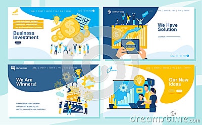 Set of Landing page design templates for SEO, Web Design, Ui Development and Digital Marketing. Business and partnership concept, Cartoon Illustration