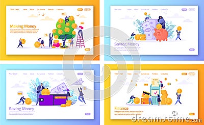 Set of concept of landing pages on finance theme. Vector Illustration