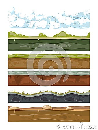 Set of landscape earth backgrounds for mobile games apps Vector Illustration