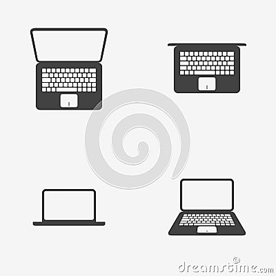 Set of laptop monochrome icons. Vector illustration. Vector Illustration