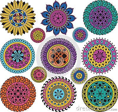 Set large and small mandalas Vector Illustration