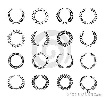 Set of laurel foliate and wheat wreaths Vector Illustration