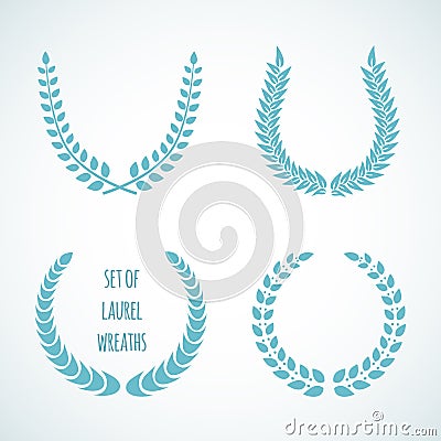 Set of laurel wreaths. Vector Illustration