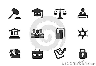 Set of law and justice icons Vector Illustration