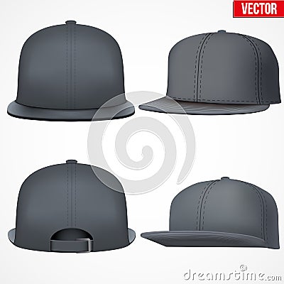 Set Layout of Male black rap cap Vector Illustration