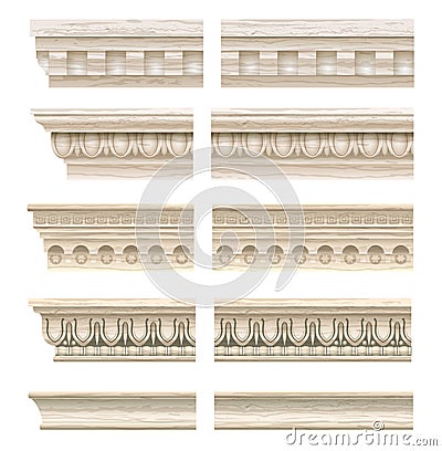 Set of ld classical marble cornices Vector Illustration