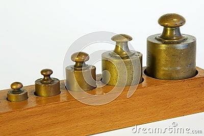 A set of lead weights Stock Photo