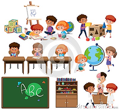 Set of learning kids Vector Illustration