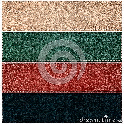 Set of leather labels of different colors Stock Photo