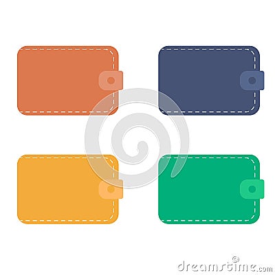 Set of leather wallets. Isolated on white background. Vector illustration Vector Illustration