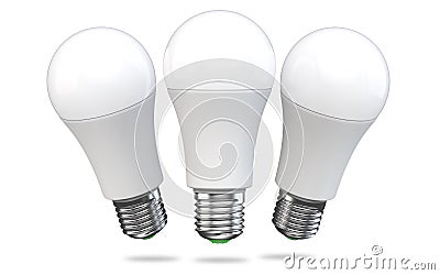 Set of LED light bulb isolated on white background. Realistic 3d rendering of energy super saving electric light Stock Photo