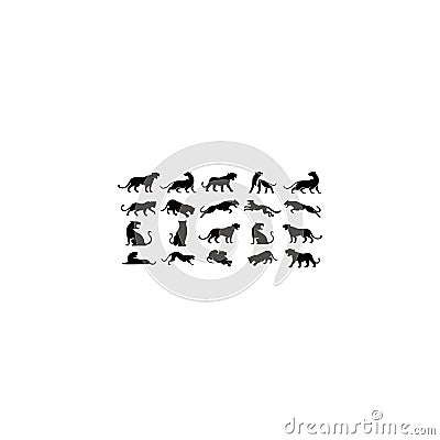 Leopards,Puma, panther, and tiger action silhouette. good use for symbol, logo, web icon, mascot, sign, sticker Vector Illustration