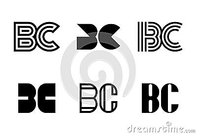 Set of letter BC logos Vector Illustration