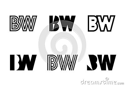 Set of letter BW logos Vector Illustration