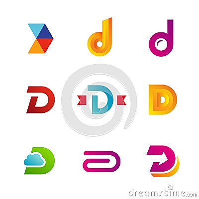 Set of letter D logo icons design template elements Vector Illustration