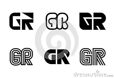 Set of letter GR logos Vector Illustration