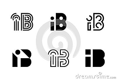 Set of letter IB logos Vector Illustration