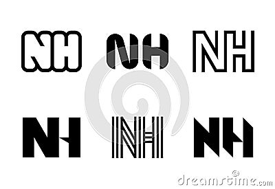 Set of letter NH logos Vector Illustration