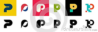 Set of letter P. icon design Vector Illustration
