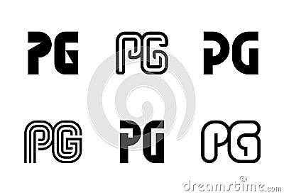 Set of letter PG logos Vector Illustration