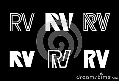 Set of letter RV logos Vector Illustration