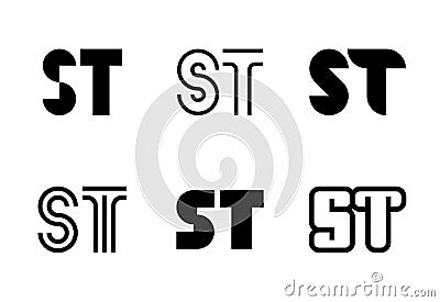 Set of letter ST logos Vector Illustration