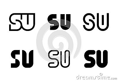 Set of letter SU logos Vector Illustration