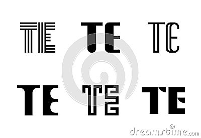 Set of letter TE logos Vector Illustration