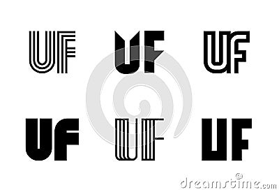 Set of letter UF logos Vector Illustration