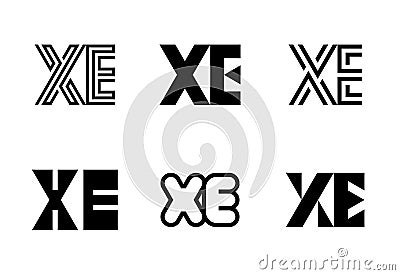 Set of letter XE logos Vector Illustration