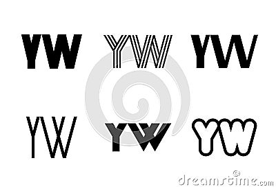 Set of letter YW logos Vector Illustration