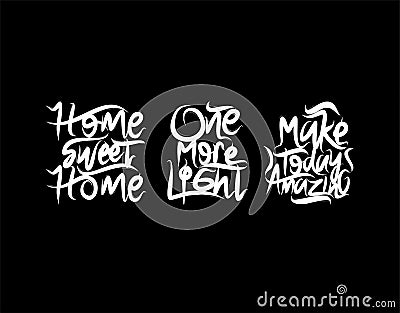 Set lettering Text on black background in vector illustration Vector Illustration