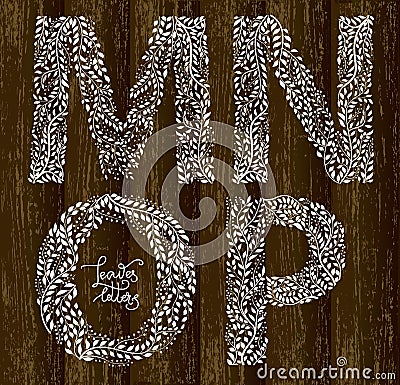 Set of letters on wooden background Vector Illustration