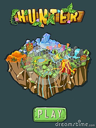 Set of Level Maps Assets. Game map for casual game Vector Illustration
