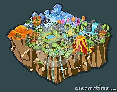 Set of Level Maps Assets. Game map for casual game Vector Illustration