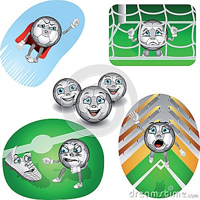 Set of life soccer balls Vector Illustration
