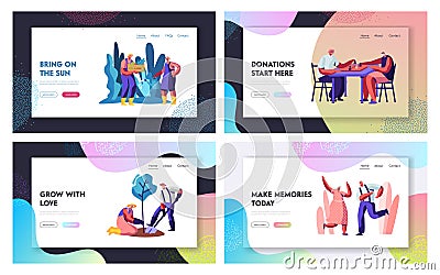 Set of Lifestyle Activity of Senior People in Nursing Home. Retired Characters Sparetime, Gardening, Dancing, Playing Chess Vector Illustration