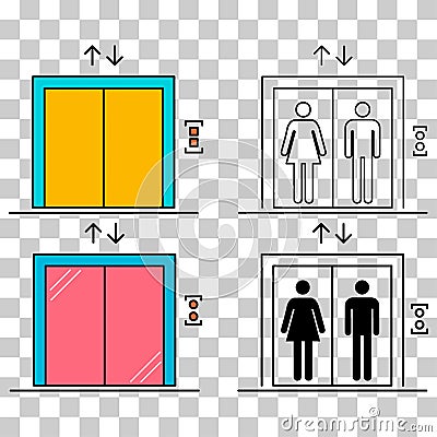 Set of Lift elevator icon, graphic design sign, building doorway symbol vector illustration Vector Illustration