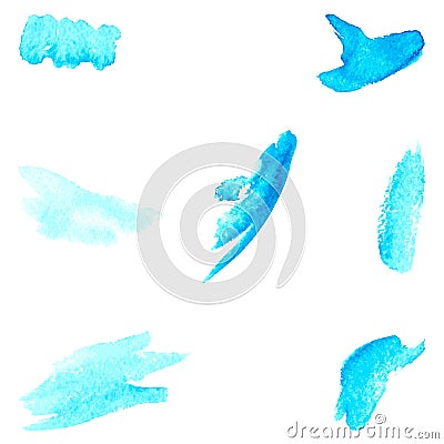 A set of light blue watercolor brushes image for design.Poster design for print Vector Illustration