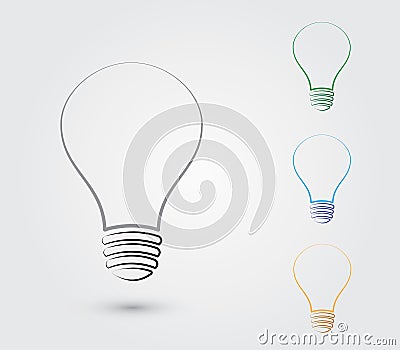 A set of light bulbs with different colors to represent idea for business and organization Vector Illustration