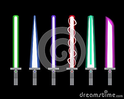 Set of light sword in flat style Vector Illustration